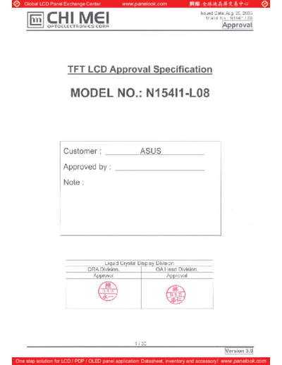 . Various Panel CMO N154I1-L08 3 [DS]  . Various LCD Panels Panel_CMO_N154I1-L08_3_[DS].pdf