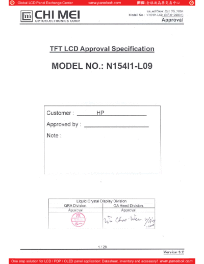 . Various Panel CMO N154I1-L09 0 [DS]  . Various LCD Panels Panel_CMO_N154I1-L09_0_[DS].pdf