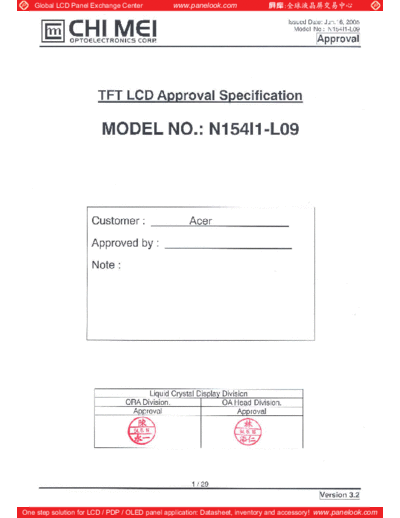 . Various Panel CMO N154I1-L09 7 [DS]  . Various LCD Panels Panel_CMO_N154I1-L09_7_[DS].pdf