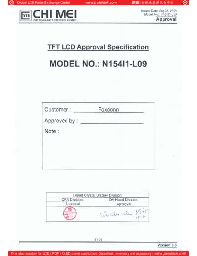 . Various Panel CMO N154I1-L09 9 [DS]  . Various LCD Panels Panel_CMO_N154I1-L09_9_[DS].pdf