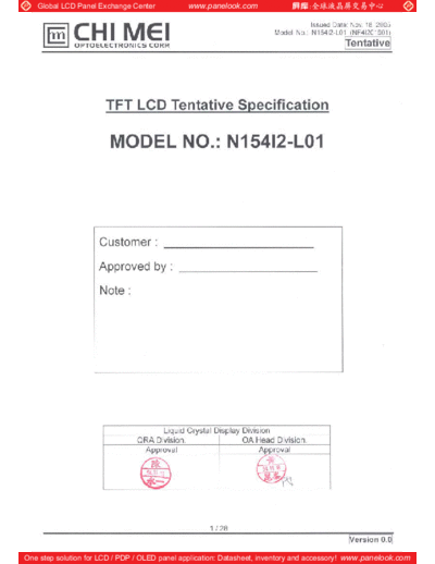 . Various Panel CMO N154I2-L01 1 [DS]  . Various LCD Panels Panel_CMO_N154I2-L01_1_[DS].pdf