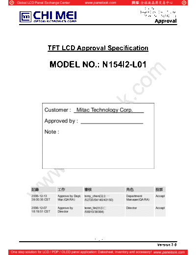 . Various Panel CMO N154I2-L01 2 [DS]  . Various LCD Panels Panel_CMO_N154I2-L01_2_[DS].pdf