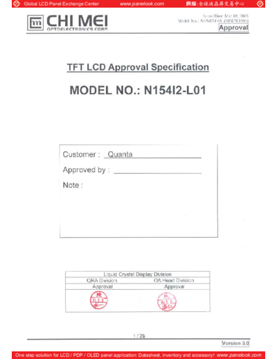 . Various Panel CMO N154I2-L01 5 [DS]  . Various LCD Panels Panel_CMO_N154I2-L01_5_[DS].pdf