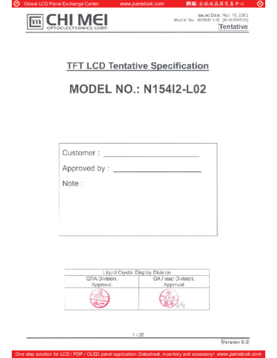 . Various Panel CMO N154I2-L02 1 [DS]  . Various LCD Panels Panel_CMO_N154I2-L02_1_[DS].pdf