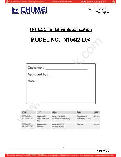 . Various Panel CMO N154I2-L04 0 [DS]  . Various LCD Panels Panel_CMO_N154I2-L04_0_[DS].pdf