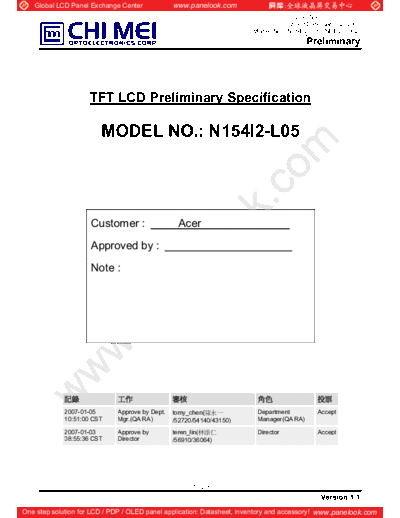 . Various Panel CMO N154I2-L05 0 [DS]  . Various LCD Panels Panel_CMO_N154I2-L05_0_[DS].pdf