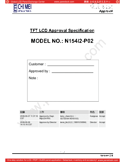 . Various Panel CMO N154I2-P02 0 [DS]  . Various LCD Panels Panel_CMO_N154I2-P02_0_[DS].pdf