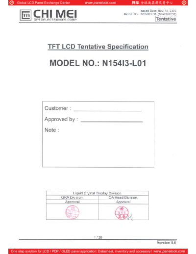 . Various Panel CMO N154I3-L01 0 [DS]  . Various LCD Panels Panel_CMO_N154I3-L01_0_[DS].pdf