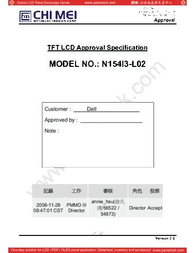 . Various Panel CMO N154I3-L02 5 [DS]  . Various LCD Panels Panel_CMO_N154I3-L02_5_[DS].pdf