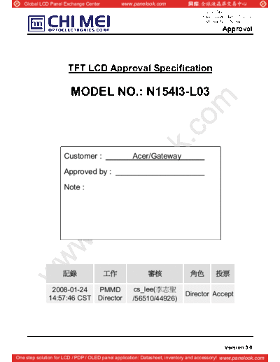 . Various Panel CMO N154I3-L03 2 [DS]  . Various LCD Panels Panel_CMO_N154I3-L03_2_[DS].pdf