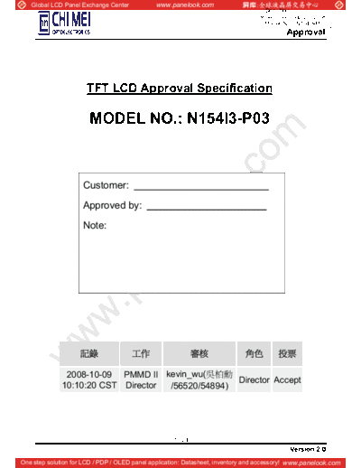 . Various Panel CMO N154I3-P03 0 [DS]  . Various LCD Panels Panel_CMO_N154I3-P03_0_[DS].pdf