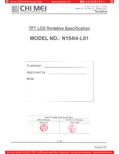 . Various Panel CMO N154I4-L01 0 [DS]  . Various LCD Panels Panel_CMO_N154I4-L01_0_[DS].pdf