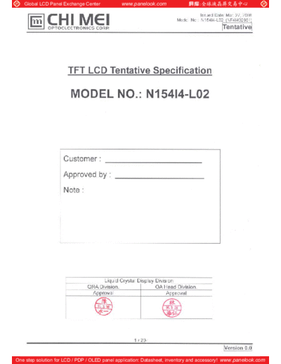 . Various Panel CMO N154I4-L02 0 [DS]  . Various LCD Panels Panel_CMO_N154I4-L02_0_[DS].pdf