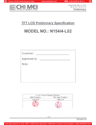 . Various Panel CMO N154I4-L02 1 [DS]  . Various LCD Panels Panel_CMO_N154I4-L02_1_[DS].pdf