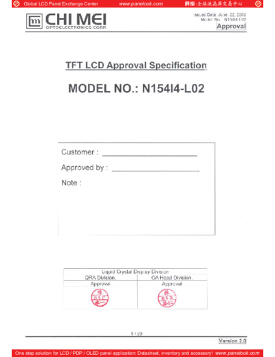 . Various Panel CMO N154I4-L02 2 [DS]  . Various LCD Panels Panel_CMO_N154I4-L02_2_[DS].pdf