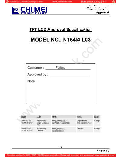 . Various Panel CMO N154I4-L03 0 [DS]  . Various LCD Panels Panel_CMO_N154I4-L03_0_[DS].pdf