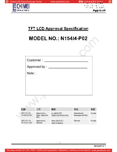 . Various Panel CMO N154I4-P02 0 [DS]  . Various LCD Panels Panel_CMO_N154I4-P02_0_[DS].pdf