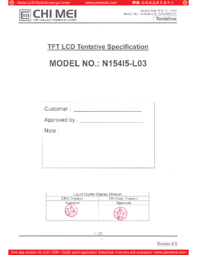 . Various Panel CMO N154I5-L03 0 [DS]  . Various LCD Panels Panel_CMO_N154I5-L03_0_[DS].pdf