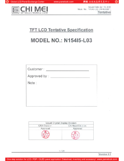 . Various Panel CMO N154I5-L03 1 [DS]  . Various LCD Panels Panel_CMO_N154I5-L03_1_[DS].pdf