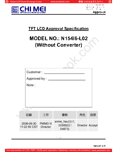 . Various Panel CMO N154I6-L02 4 [DS]  . Various LCD Panels Panel_CMO_N154I6-L02_4_[DS].pdf