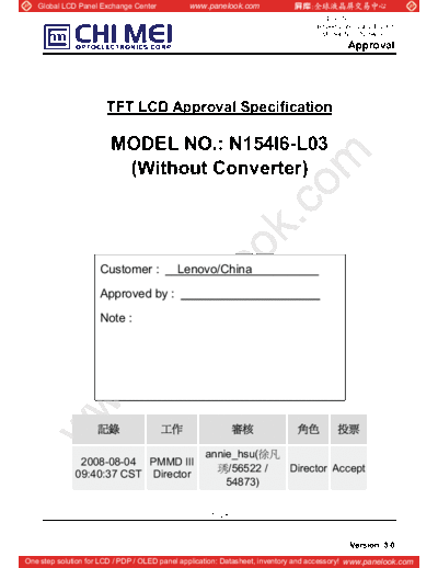 . Various Panel CMO N154I6-L03 4 [DS]  . Various LCD Panels Panel_CMO_N154I6-L03_4_[DS].pdf