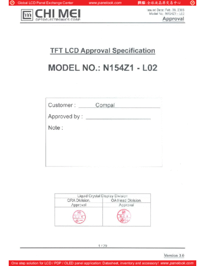 . Various Panel CMO N154Z1-L02 1 [DS]  . Various LCD Panels Panel_CMO_N154Z1-L02_1_[DS].pdf