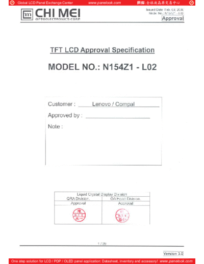 . Various Panel CMO N154Z1-L02 2 [DS]  . Various LCD Panels Panel_CMO_N154Z1-L02_2_[DS].pdf