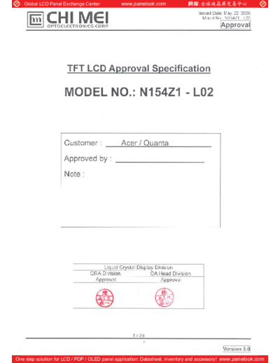 . Various Panel CMO N154Z1-L02 4 [DS]  . Various LCD Panels Panel_CMO_N154Z1-L02_4_[DS].pdf