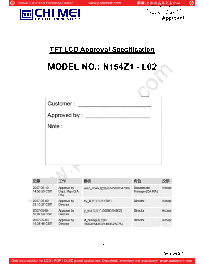 . Various Panel CMO N154Z1-L02 5 [DS]  . Various LCD Panels Panel_CMO_N154Z1-L02_5_[DS].pdf