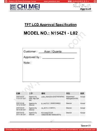 . Various Panel CMO N154Z1-L02 6 [DS]  . Various LCD Panels Panel_CMO_N154Z1-L02_6_[DS].pdf