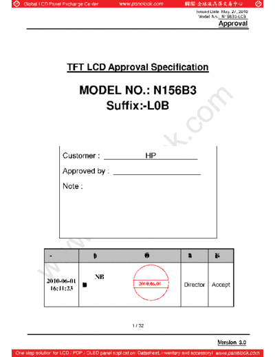 . Various Panel CMO N156B3-L0B 1 [DS]  . Various LCD Panels Panel_CMO_N156B3-L0B_1_[DS].pdf