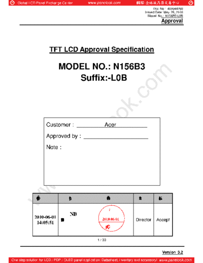. Various Panel CMO N156B3-L0B 2 [DS]  . Various LCD Panels Panel_CMO_N156B3-L0B_2_[DS].pdf
