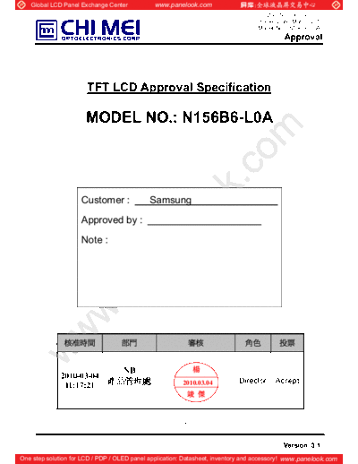 . Various Panel CMO N156B6-L0A 2 [DS]  . Various LCD Panels Panel_CMO_N156B6-L0A_2_[DS].pdf