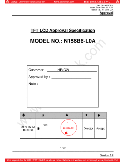 . Various Panel CMO N156B6-L0A 6 [DS]  . Various LCD Panels Panel_CMO_N156B6-L0A_6_[DS].pdf