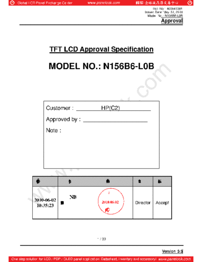 . Various Panel CMO N156B6-L0B 7 [DS]  . Various LCD Panels Panel_CMO_N156B6-L0B_7_[DS].pdf
