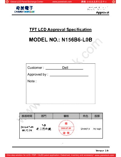 . Various Panel CMO N156B6-L0B 10 [DS]  . Various LCD Panels Panel_CMO_N156B6-L0B_10_[DS].pdf