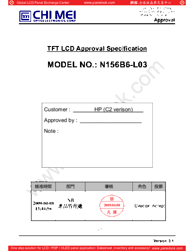 . Various Panel CMO N156B6-L03 0 [DS]  . Various LCD Panels Panel_CMO_N156B6-L03_0_[DS].pdf