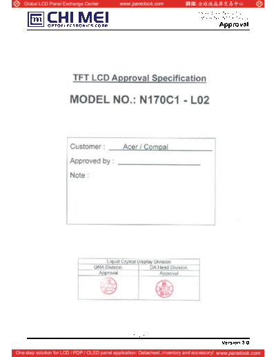 . Various Panel CMO N170C1-L02 0 [DS]  . Various LCD Panels Panel_CMO_N170C1-L02_0_[DS].pdf