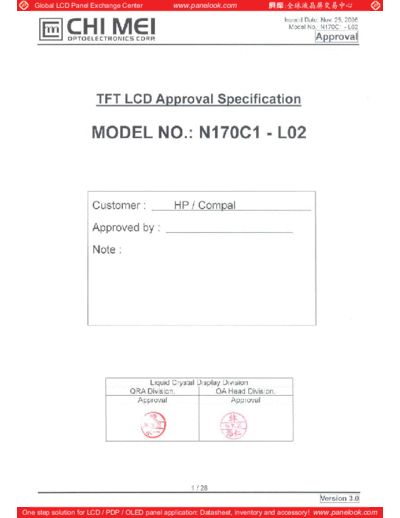 . Various Panel CMO N170C1-L02 1 [DS]  . Various LCD Panels Panel_CMO_N170C1-L02_1_[DS].pdf