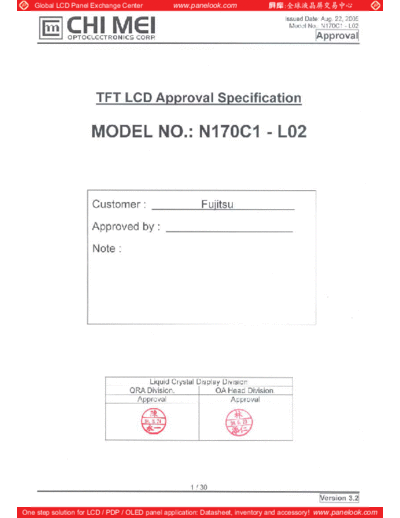 . Various Panel CMO N170C1-L02 2 [DS]  . Various LCD Panels Panel_CMO_N170C1-L02_2_[DS].pdf