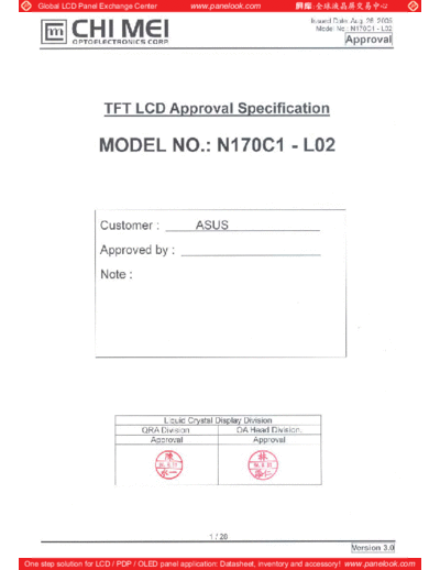 . Various Panel CMO N170C1-L02 3 [DS]  . Various LCD Panels Panel_CMO_N170C1-L02_3_[DS].pdf
