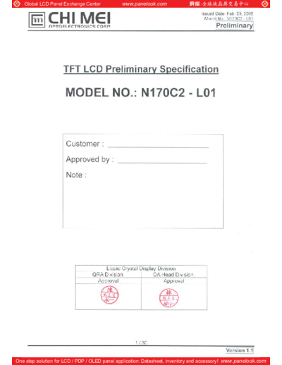 . Various Panel CMO N170C2-L01 3 [DS]  . Various LCD Panels Panel_CMO_N170C2-L01_3_[DS].pdf