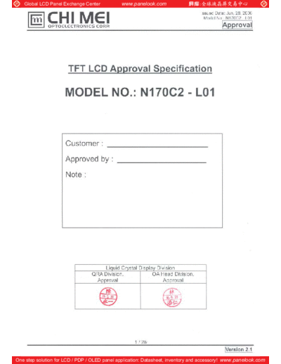 . Various Panel CMO N170C2-L01 5 [DS]  . Various LCD Panels Panel_CMO_N170C2-L01_5_[DS].pdf