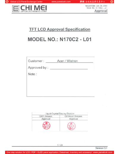 . Various Panel CMO N170C2-L01 6 [DS]  . Various LCD Panels Panel_CMO_N170C2-L01_6_[DS].pdf