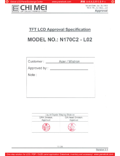 . Various Panel CMO N170C2-L02 4 [DS]  . Various LCD Panels Panel_CMO_N170C2-L02_4_[DS].pdf
