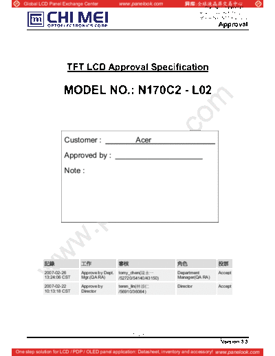 . Various Panel CMO N170C2-L02 6 [DS]  . Various LCD Panels Panel_CMO_N170C2-L02_6_[DS].pdf