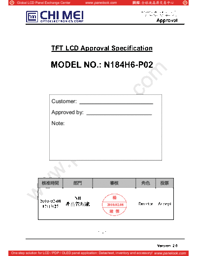 . Various Panel CMO N184H6-P02 0 [DS]  . Various LCD Panels Panel_CMO_N184H6-P02_0_[DS].pdf