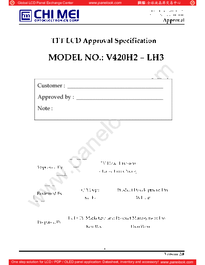 . Various Panel CMO V42H2-LH3 0 [DS]  . Various LCD Panels Panel_CMO_V42H2-LH3_0_[DS].pdf