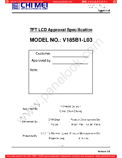 . Various Panel CMO V185B1-L03 1 [DS]  . Various LCD Panels Panel_CMO_V185B1-L03_1_[DS].pdf
