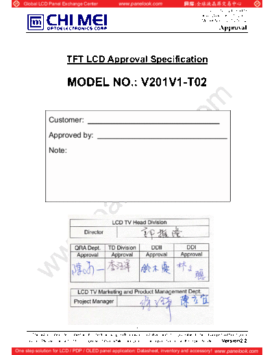 . Various Panel CMO V201V1-T02 0 [DS]  . Various LCD Panels Panel_CMO_V201V1-T02_0_[DS].pdf